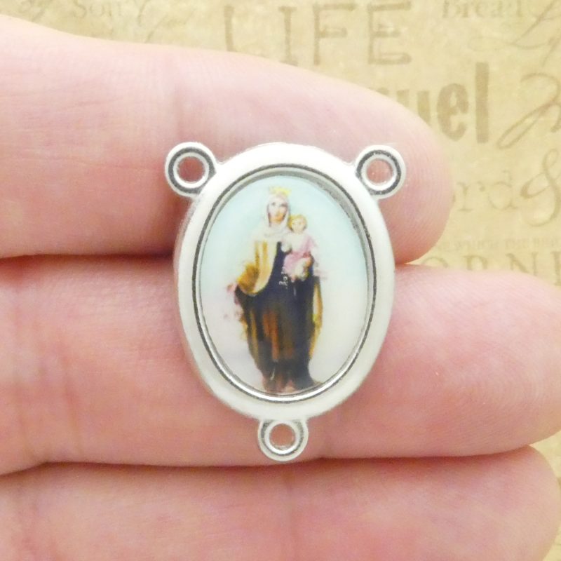 2 Silver Virgin Mary Rosary Center with Infant Jesus SP2056