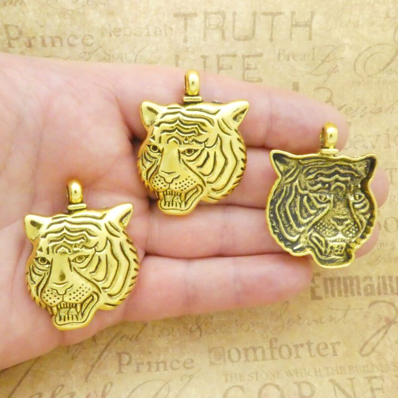 Tiger Head Pendants for Jewelry Making