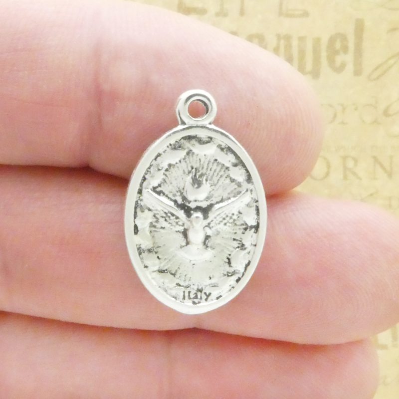 BULK 12 Silver First Holy Communion Charm Holy Spirit Pendant 25x15mm by TIJC SP2060B - Image 5