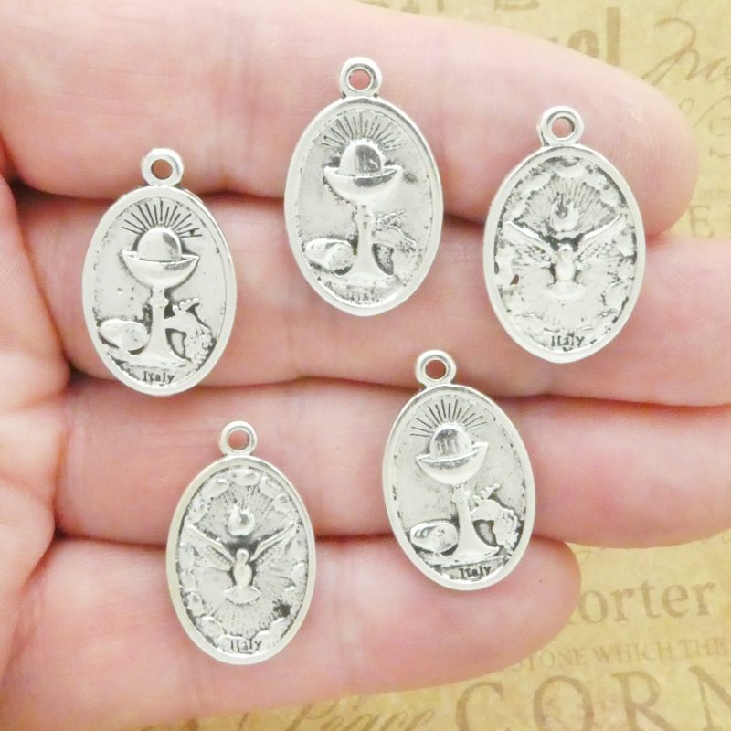 BULK 12 Silver First Holy Communion Charm Holy Spirit Pendant 25x15mm by TIJC SP2060B