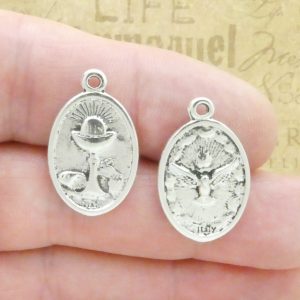 3 First Holy Communion Charm Silver 25x15mm by TIJC SP2060