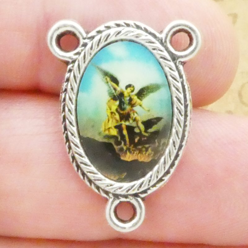 2 Silver St Michael Rosary Centerpieces Wholesale by TIJC SP2064 - Image 2