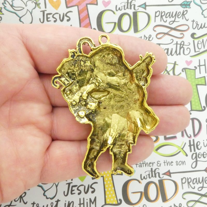 1 Gold Santa Claus Pendant Christmas Charm by TIJC SP2067 - Image 3