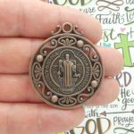 ornate st benedict medallion for sale in copper pewter