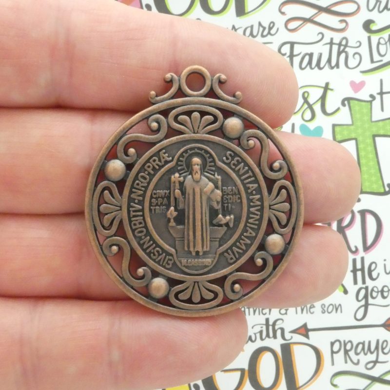 ornate st benedict medallion for sale in copper pewter