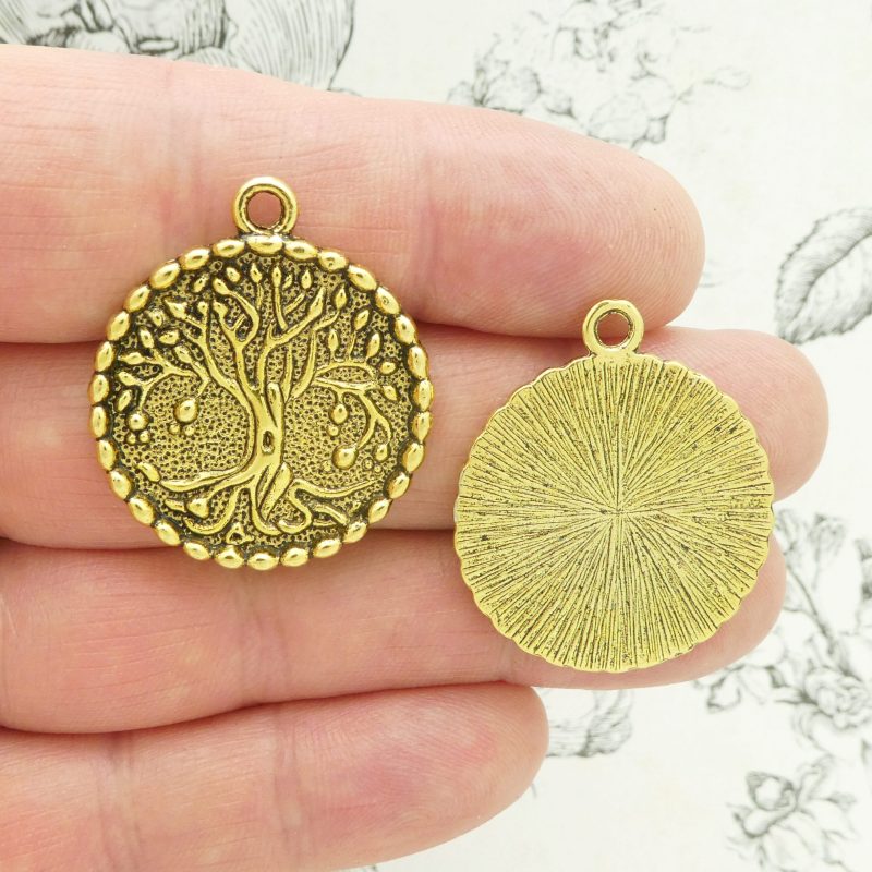 tree of life pendants bulk in gold pewter front and back
