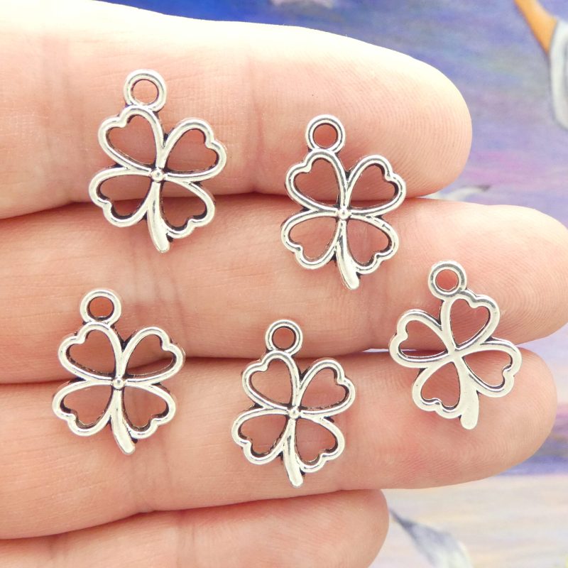 four leaf clover charms bulk in silver pewter multi