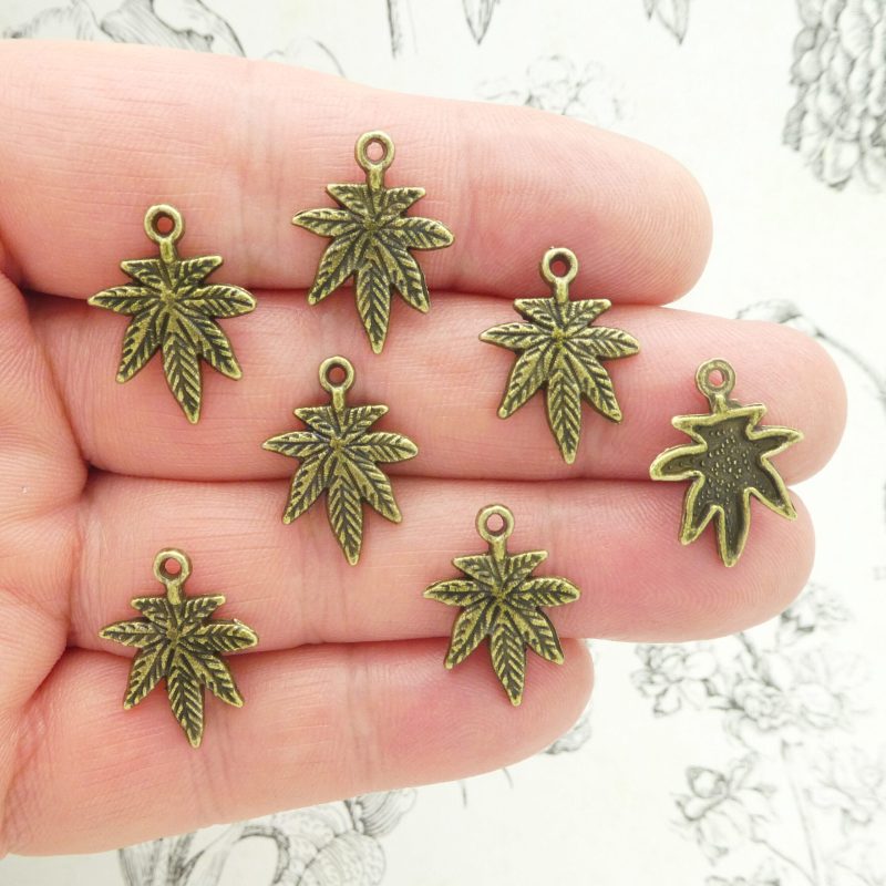 pot leaf charm bulk in bronze pewter multi