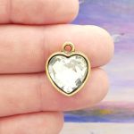 clear crystal heart pendants bulk in gold pewter
