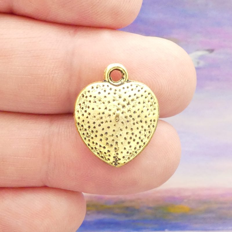 1 Clear Crystal Heart Pendants for Jewelry Making in Gold Pewter by TIJC SP2072 - Image 4
