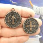 st benedict medallion bulk in copper pewter front and back