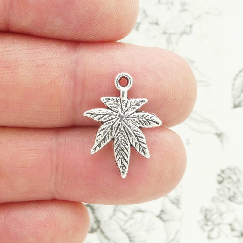 pot leaf charm bulk in silver pewter