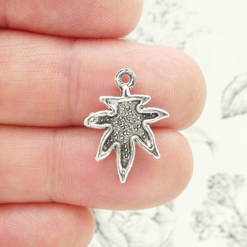 10 Silver Pot Leaf Charm 21x16mm by TIJC SP2080 - Image 3