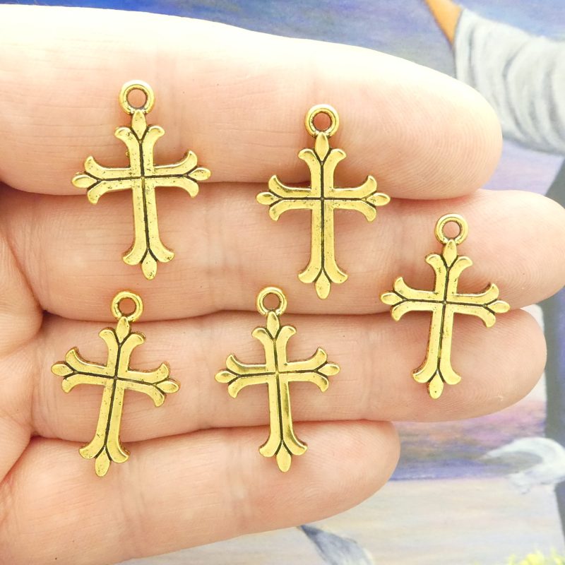 orthodox cross charms bulk in gold pewter multi