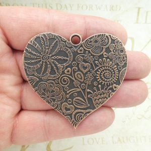 flower heart pendants bulk in copper pewter