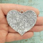 flower heart pendants bulk in silver pewter