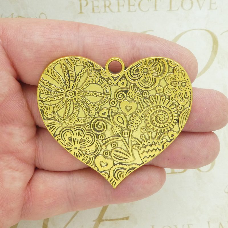 flower heart pendants bulk in gold pewter
