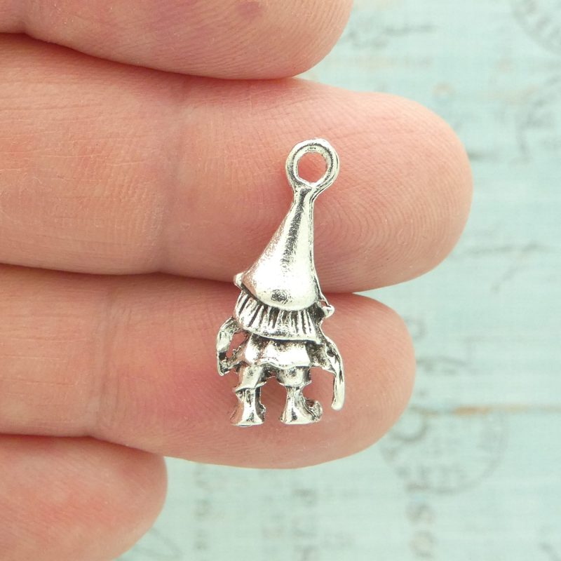 5 Garden Gnome Charms Bulk in Silver Pewter by TIJC SP5006 - Image 4