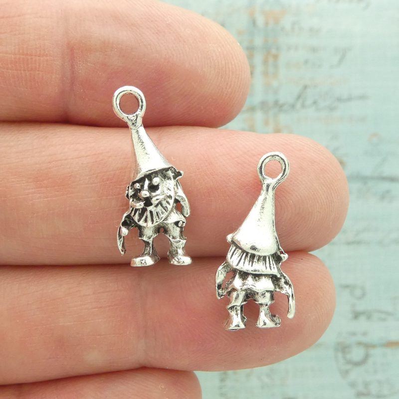 garden gnome charms bulk in silver pewter front and back