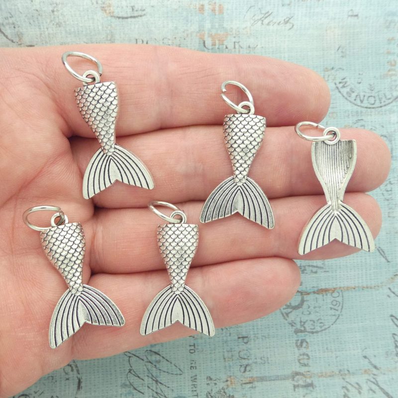 mermaid tail pendants bulk in silver pewter multi