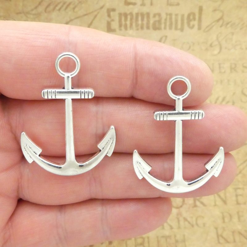 silver anchor pendants bulk in pewter front and back
