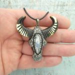 cow skull pendant marcasite and crystal