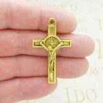 St Benedict medal crucifix wholesale in gold pewter