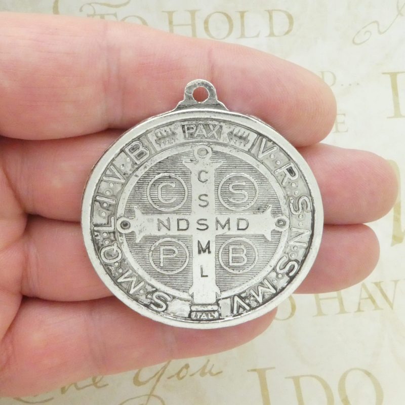 St Benedict medals bulk in silver pewter back