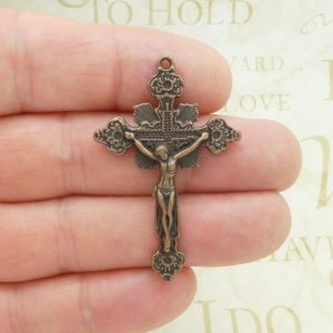 Bulk 8 Silver Crucifix Cross Charm Rosary Parts by TIJC SP0041B