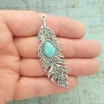 turquoise feather pendants bulk in silver pewter