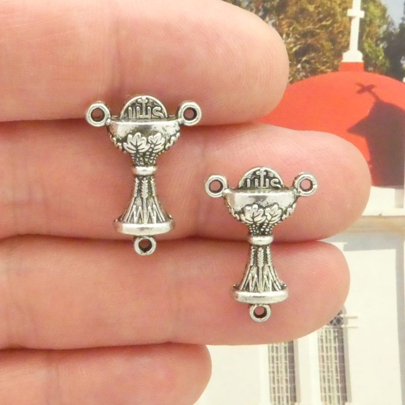 chalice rosary centers bulk in silver front and back
