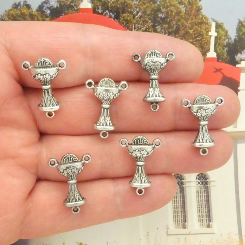 chalice rosary centers bulk in silver multi