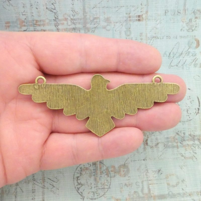 1 Bronze Thunderbird Charm Pendant with Turquoise for Southwest Jewelry 35x90mm by TIJC SP2094 - Image 3