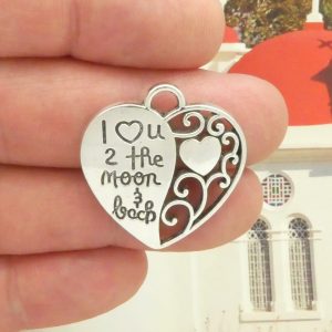to the moon and back charms bulk in silver