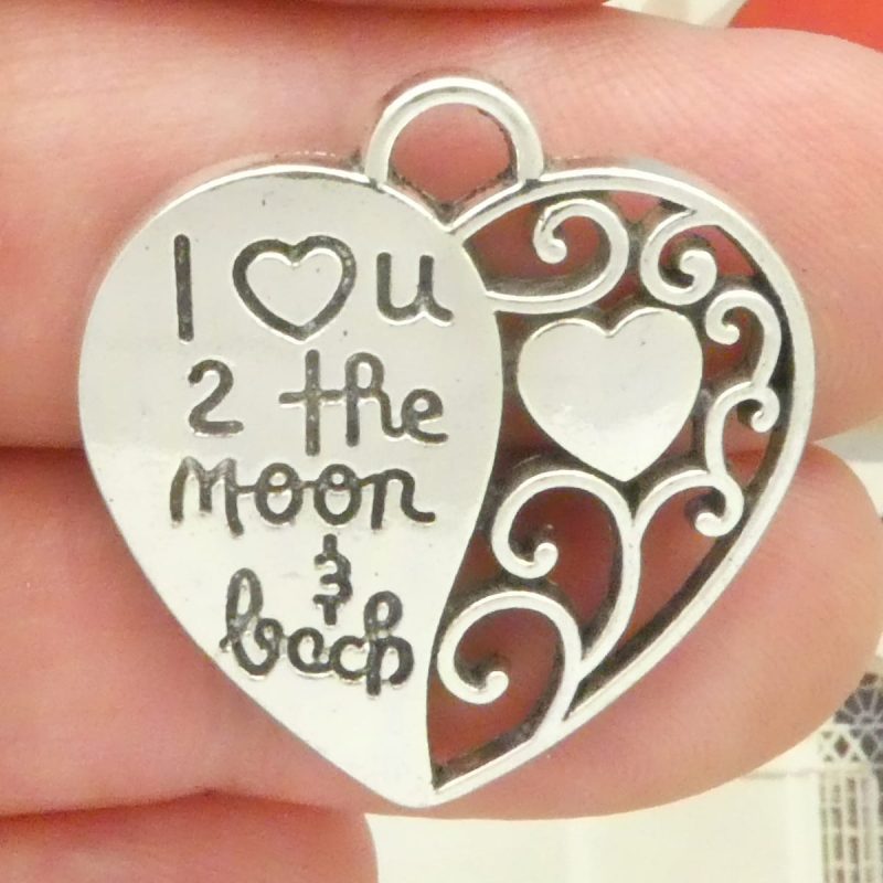 to the moon and back charms bulk in silver closeup