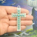 southwest turquoise cross pendants in silver