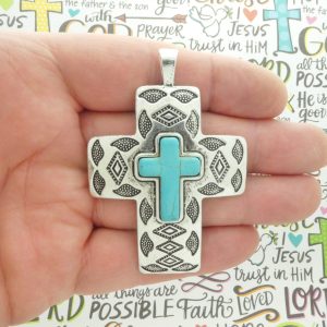 southwest turquoise cross pendants bulk in silver pewter