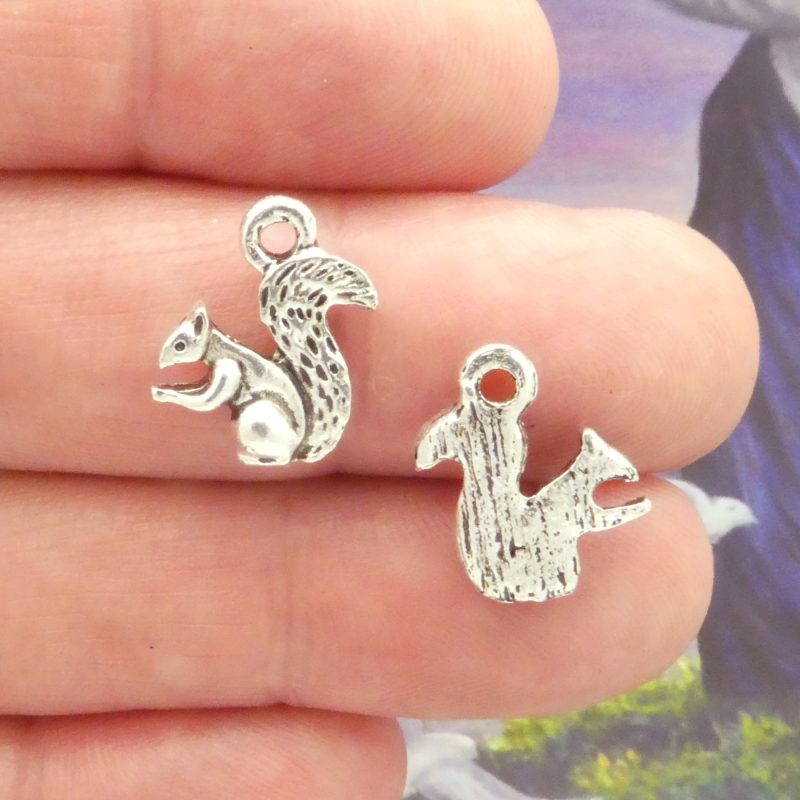 squirrel charms bulk in silver pewter front and back