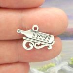 wine bottle charms for jewelry making in silver pewter