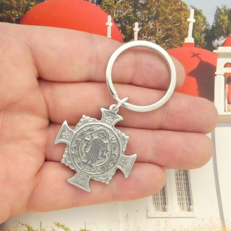 St Benedict medal keychain in stainless steel