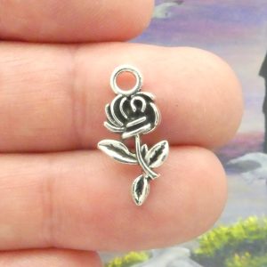 silver rose charms bulk in pewter