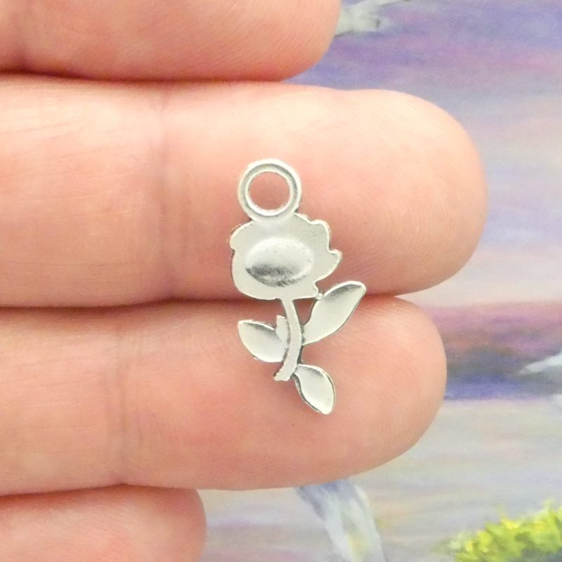 6 Silver Rose Charms Bulk by TIJC SP5010 - Image 3