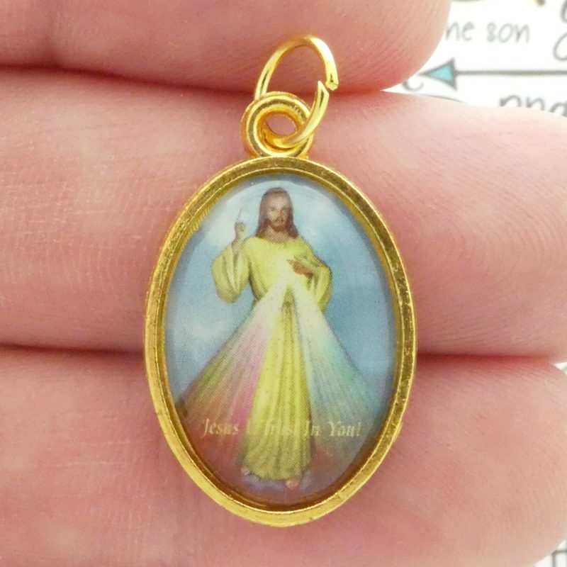 1 Divine Mercy Medals in Gold Pewter by TIJC SP6020 - Image 4
