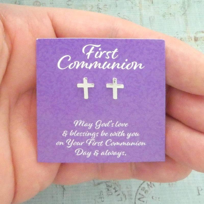 tiny silver cross earrings