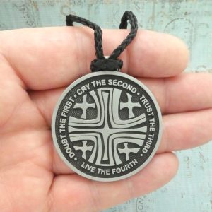 jerusalem cross medallion in silver pewter