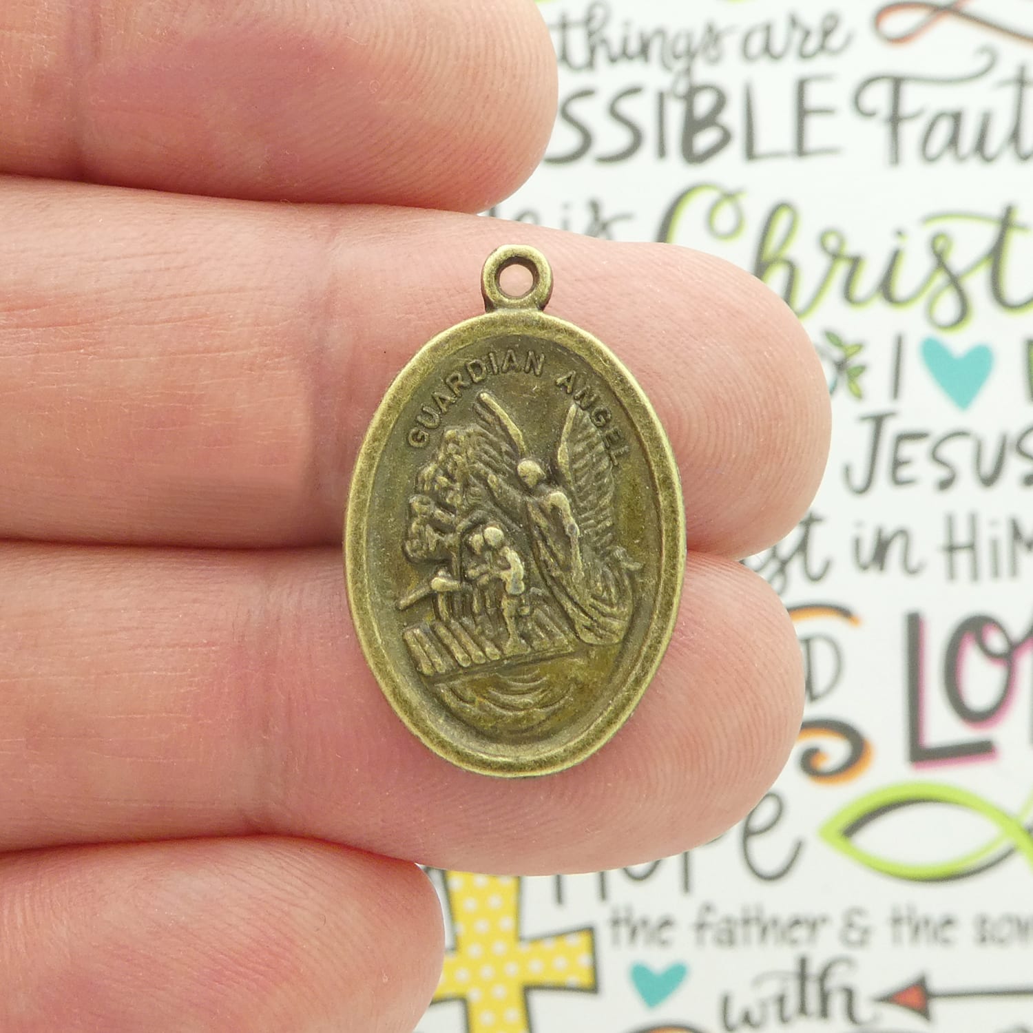 Guardian Angel in bronze pewter