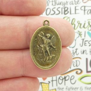St Michael the archangel medals bulk with Guardian Angel in bronze pewter
