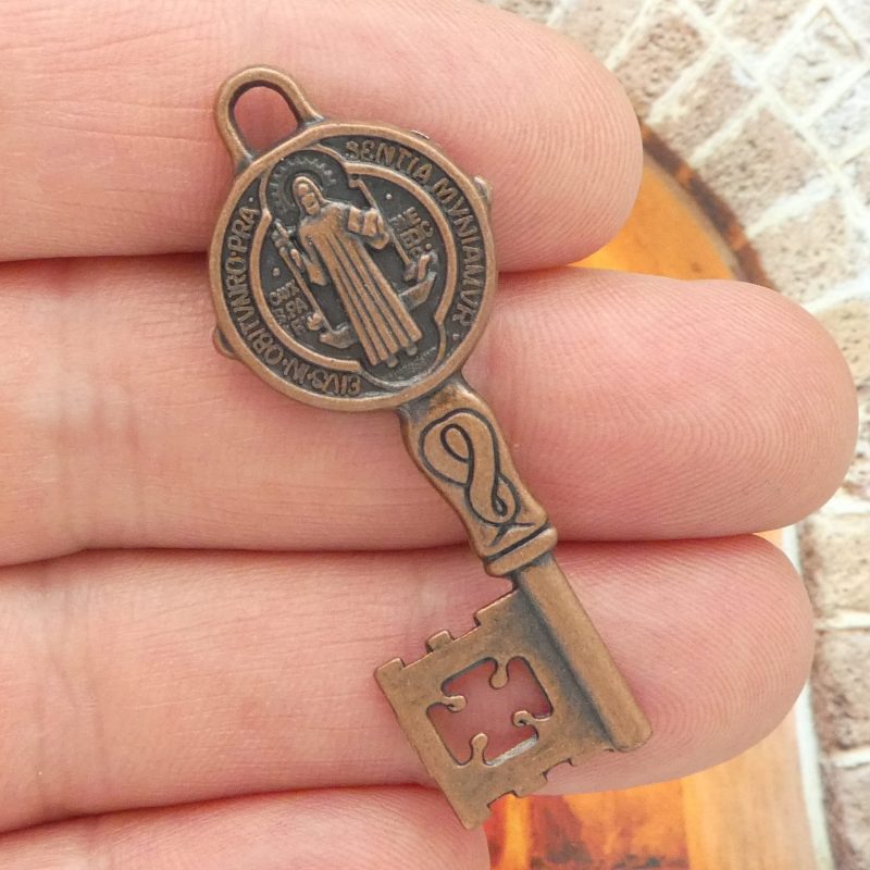 St Michael key medals bulk in copper pewter closeup