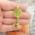 St Benedict key pendants bulk in gold pewter