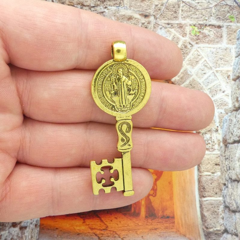 St Benedict key pendants bulk in gold pewter